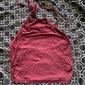 Maroon Halter Tie-Neck Top